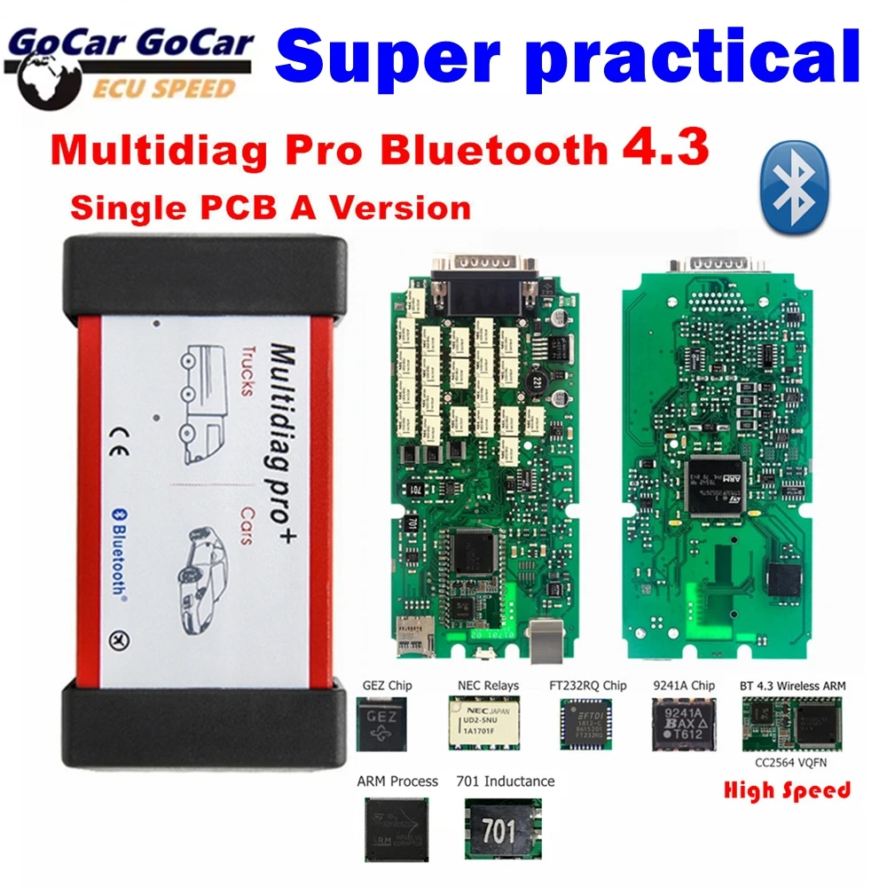 Фото Новейшее качество V2021.11 V2020.23 Multidiag Pro с одноплатным сканером 9241A BT V4.3, считывателем кодов OBD2 для автомобилей/грузовиков №1