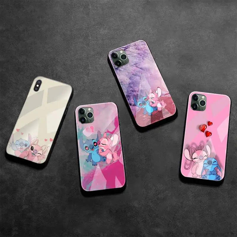 

Cute cartoon stitch lovely Phone Case Tempered Glass For iPhone 13 12 Mini 11 Pro XR XS MAX 8 X 7 Plus SE 2020 cover