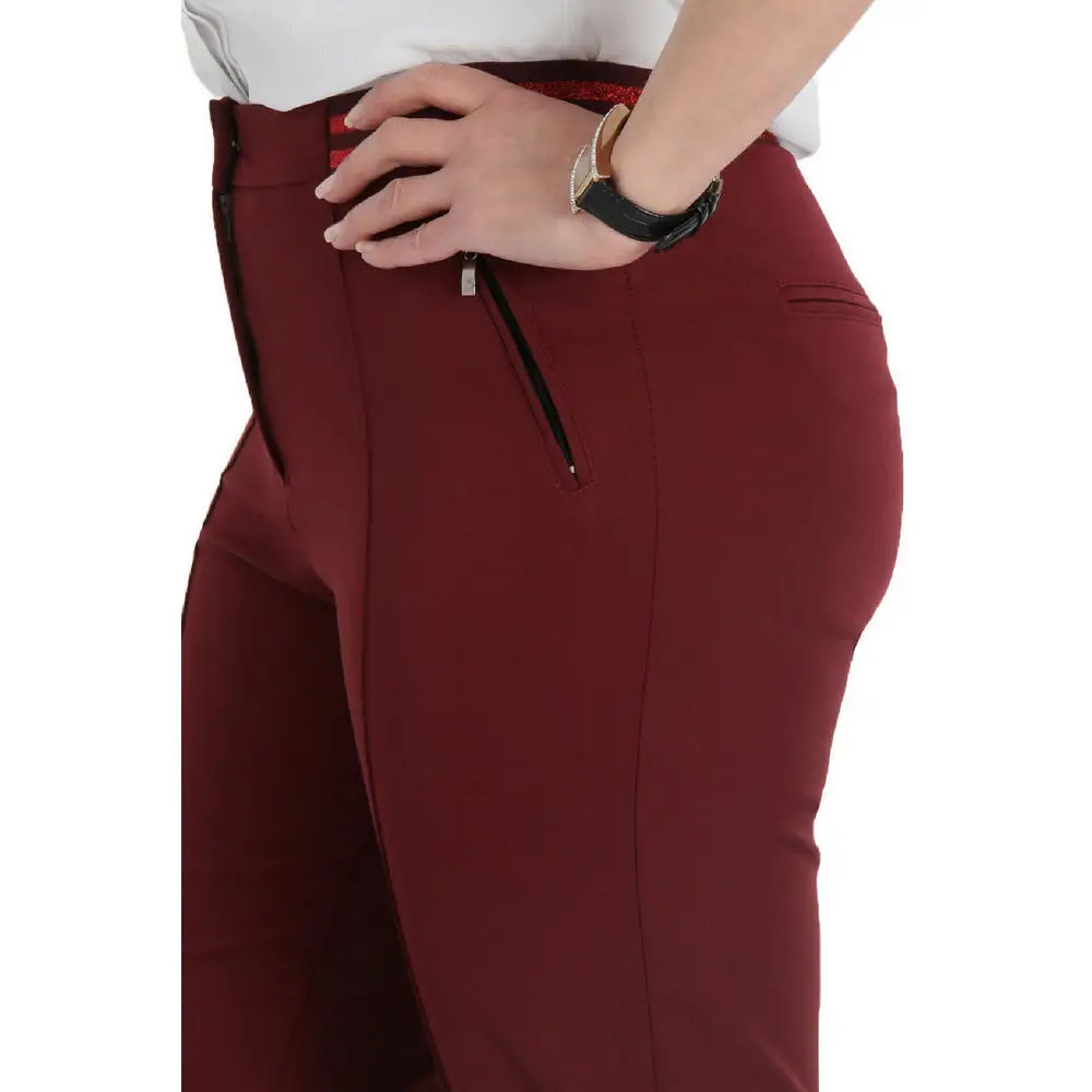 Fierte Women Plus Size Pants Nvr2152 Fabric Normal Elastic Waist Tight Bell-Bottomed Ankle Zipper Closure Spring Summer Casual