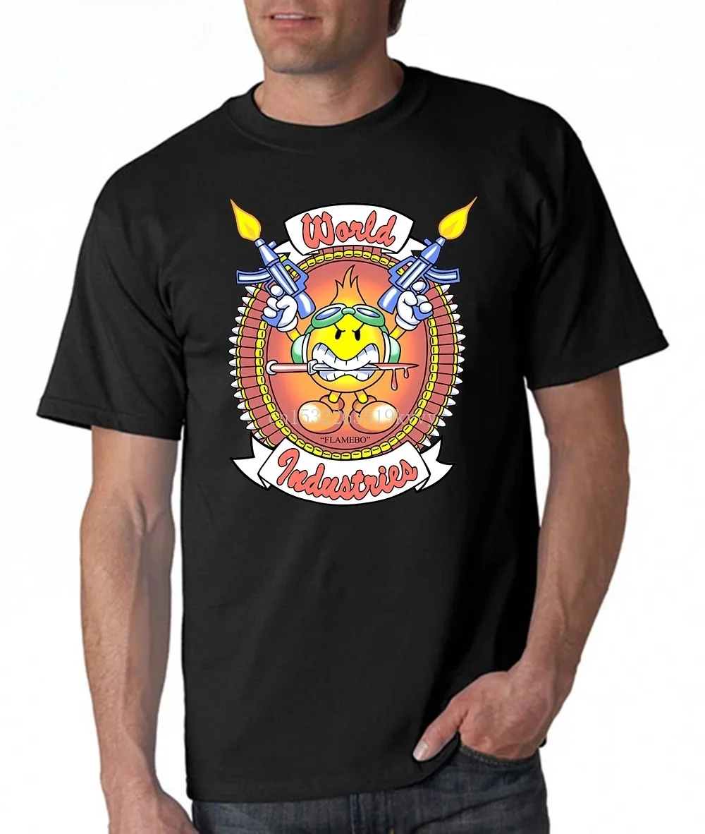 Футболка Vtg World Industries Flamebo Мужская хлопковая Модная рубашка с принтом скейтборды