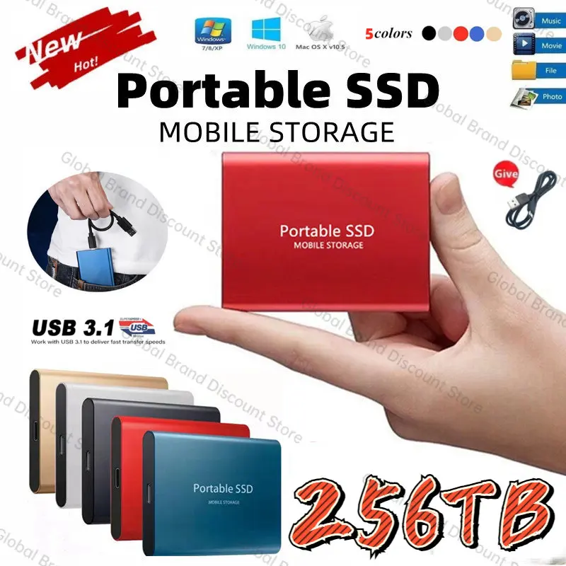 

High-Speed 2TB 8TB 16TB SSD Portable External Solid State Hard Drive 256TB 64TB USB3.1 Interface Mobile Hard Disk For Laptop ps5