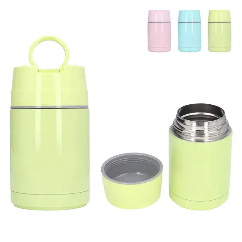 

304 Stainless Steel Insulated Food Jar Leakproof Prevent Slipping Portable Stew Beaker with Spoon for Outdoor