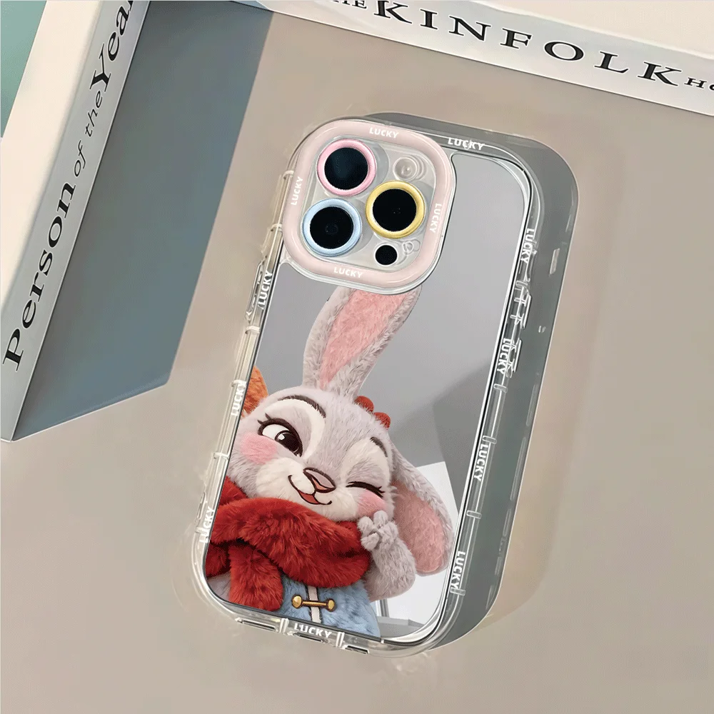 Фото Очаровательный силиконовый чехол-зеркало с кроликом Джуди для iPhone 17 Air, 17, 14, 11, 12, 13, 15, 16 Pro Max, 15 Pro, 7, 8 Plus, XR, XS, 14, 16 Pro №2