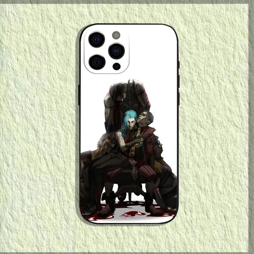 Чехол для телефона Arcane S-Silco J-Jinx iPhone 16 15 14 13 12 11 Pro X XS Max XR Plus Mini Soft Black Cover