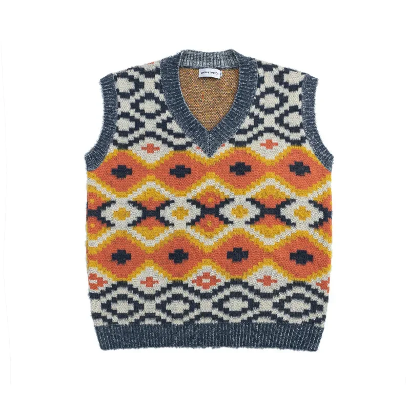 Tangshu модный американский стиль винтажный свитер с цветными блоками и v-образным