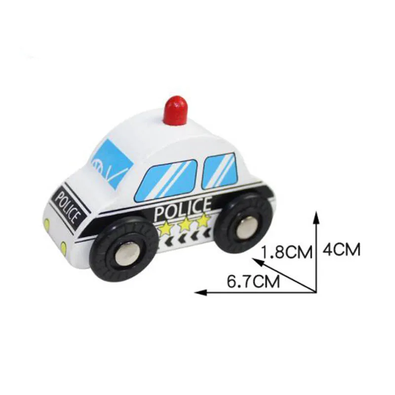 Wooden Train Toys Fire Truck Police Car Ambulance Compatible Thomas Train Track Wooden Toys For Children images - 6
