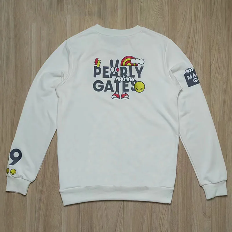 

Мужской свитер с жемчужными перламутровыми воротами и длинным рукавом, Новинка осени 2023, Джокер с вышивкой и круглым вырезом, топ для гольфа Outdoo, Спортивная дышащая майка