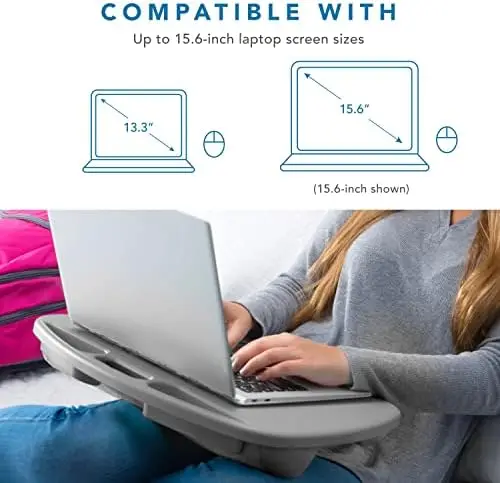 

Mesa de colo MyDesk com borda de dispositivo e suporte de telefone - Turquesa - Serve para laptops de até 15 6 polegadas - Esti