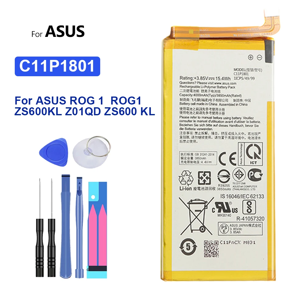 

Battery For C11P1801 4000mAh For ASUS ROG 1 ROG1 ZS600KL Z01QD ZS600 KL Game Phone Bateria