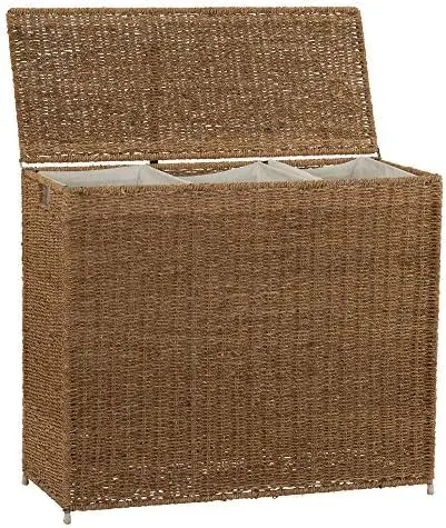 

ML-7245 Wicker 3 Compartment Laundry Sorter with Lid | 3 Section Clothes Hamper