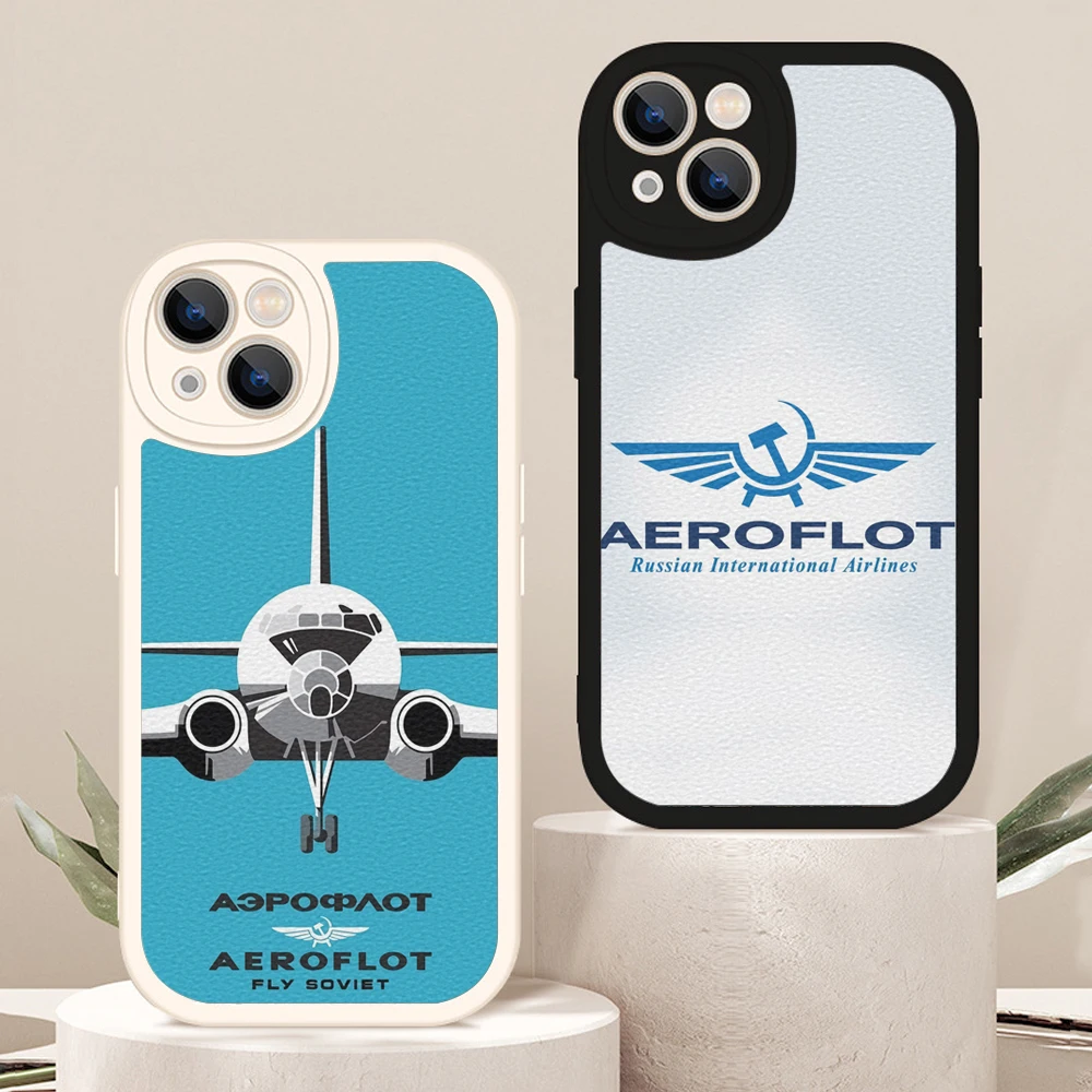

For Iphone Aeroflot Aviation Russian Pilote Phone Case for Iphone 13 12 11 Pro MAX MiNi 8plus X XS XR Lambskin Protective Covers