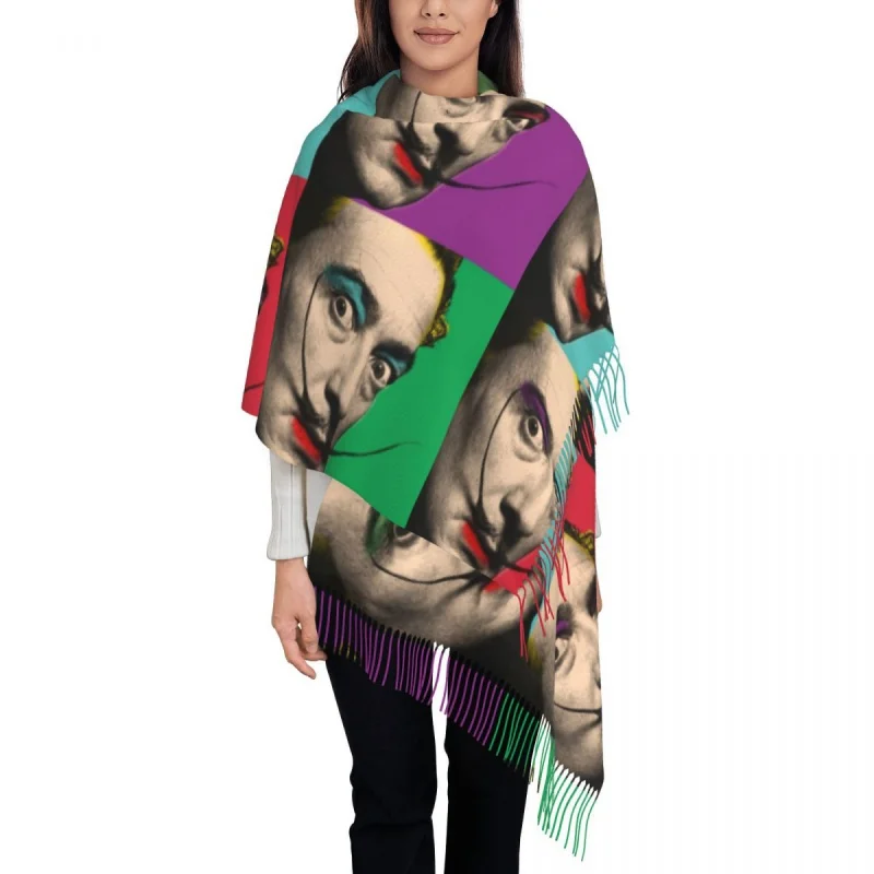 

Custom Printed Salvador Dali Spain Painting Artist Scarf Women Men Winter Warm Scarves Vintage Pop Art Portrait Shawls Wraps