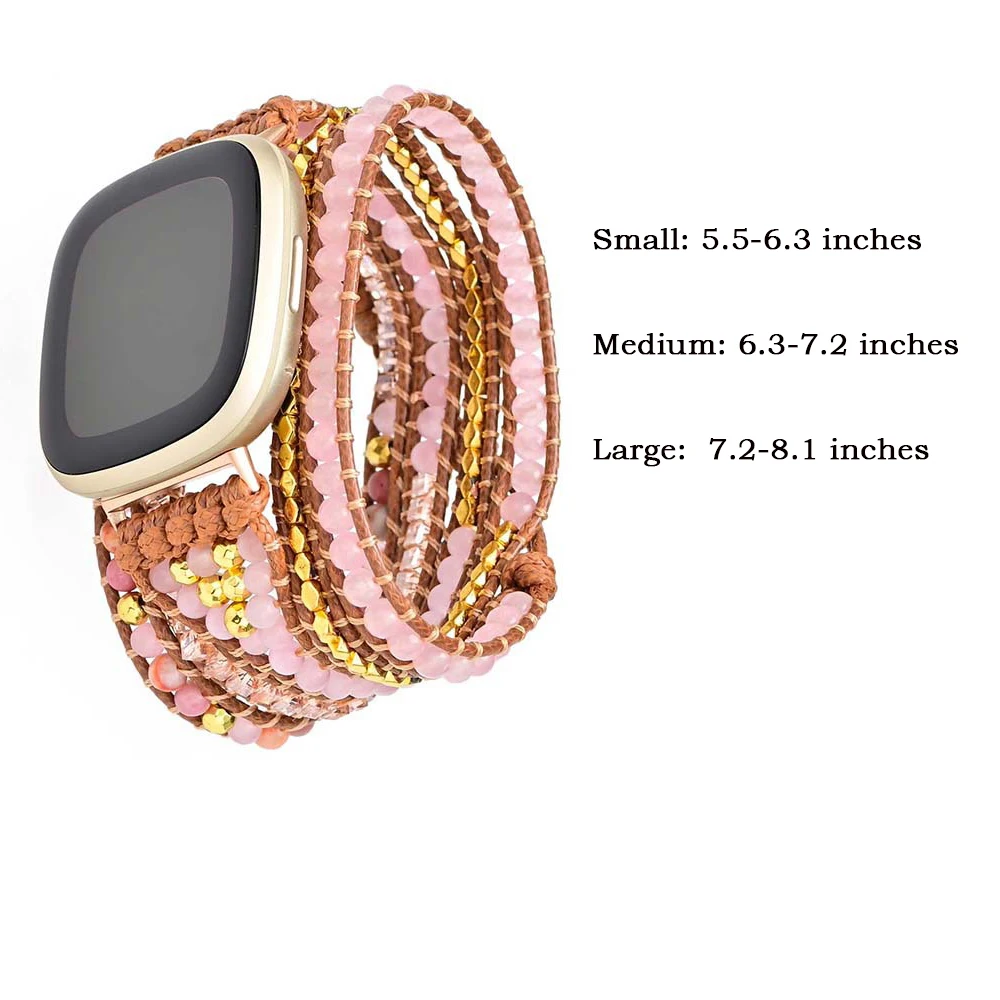 Bohemian Bracelet Strap For Fitbit Versa 3 2 1 Band Rope Bead Natural Stone Woven Watch band For Fitbit Versa Lite Sense Strap