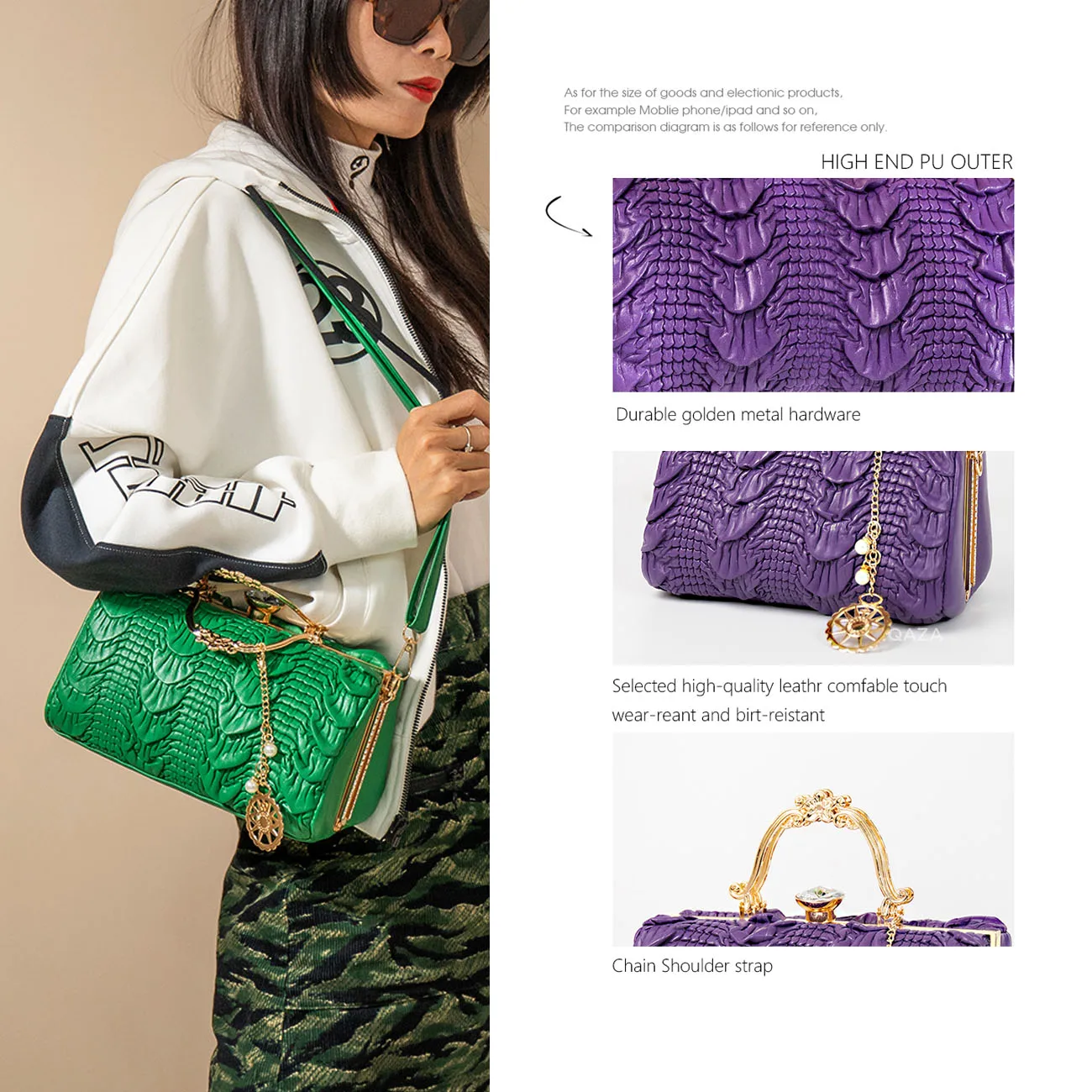 2023 New Luxury  PU Leather Bag for Women Casual Tote High Qualtiy Patent Leather Shoulder Purses Elegant Dinner Noble Purse