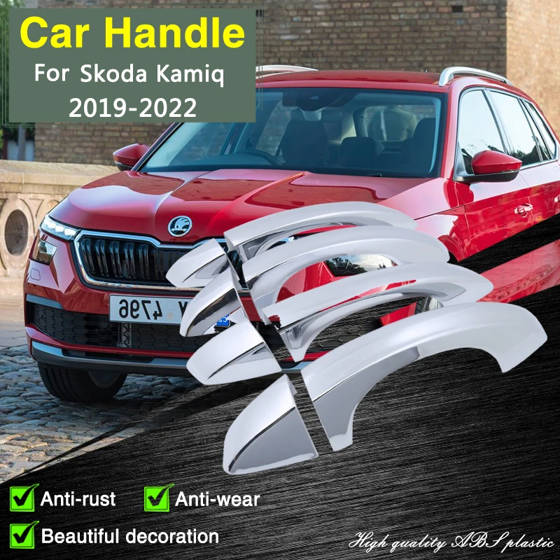 

for Skoda Kamiq NW4 2019 2020 2021 2022 Chrome Door Handle Decoration Cover Car Styling Accessorie Decor Protective Film Sticker