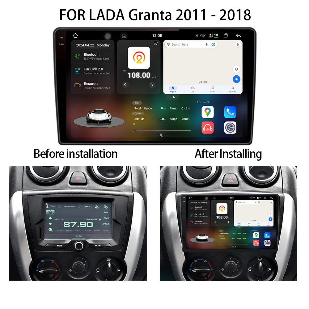 9-дюймовый Автомобильный Мультимедийный Плеер Для LADA Granta 2011-2018 GPS Navi Wireless Carplay Android