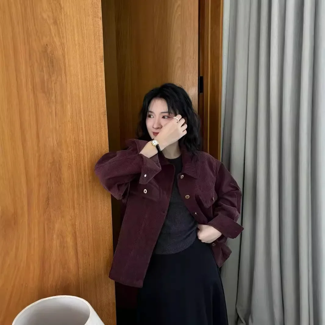 Тринадцать рядов осенний вельветовый топ свободная повседневная короткая