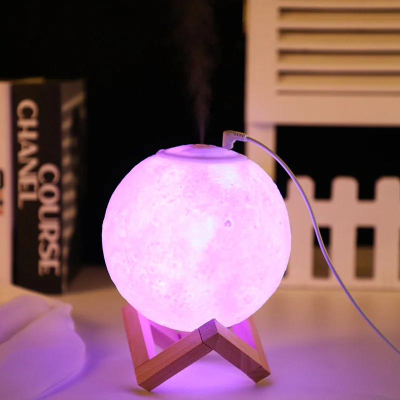 Aromatherapy Humidifier Diffuser 3D LED Moon Light Night Light USB Rechargeable Air Humidifier