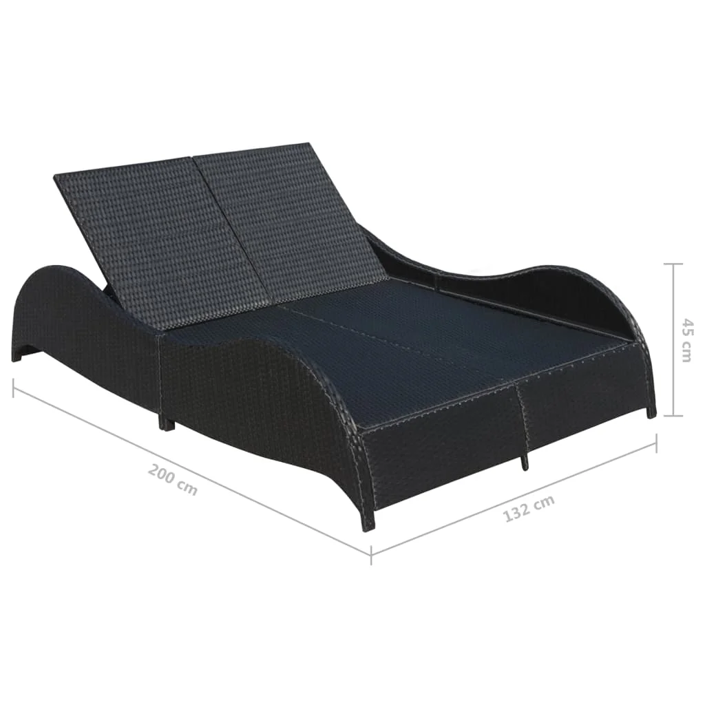 

Outdoor Patio Chaise Garden Sun Lounger Lounge Chairs for Pool Outside Deck with Cushion Poly Rattan Black
