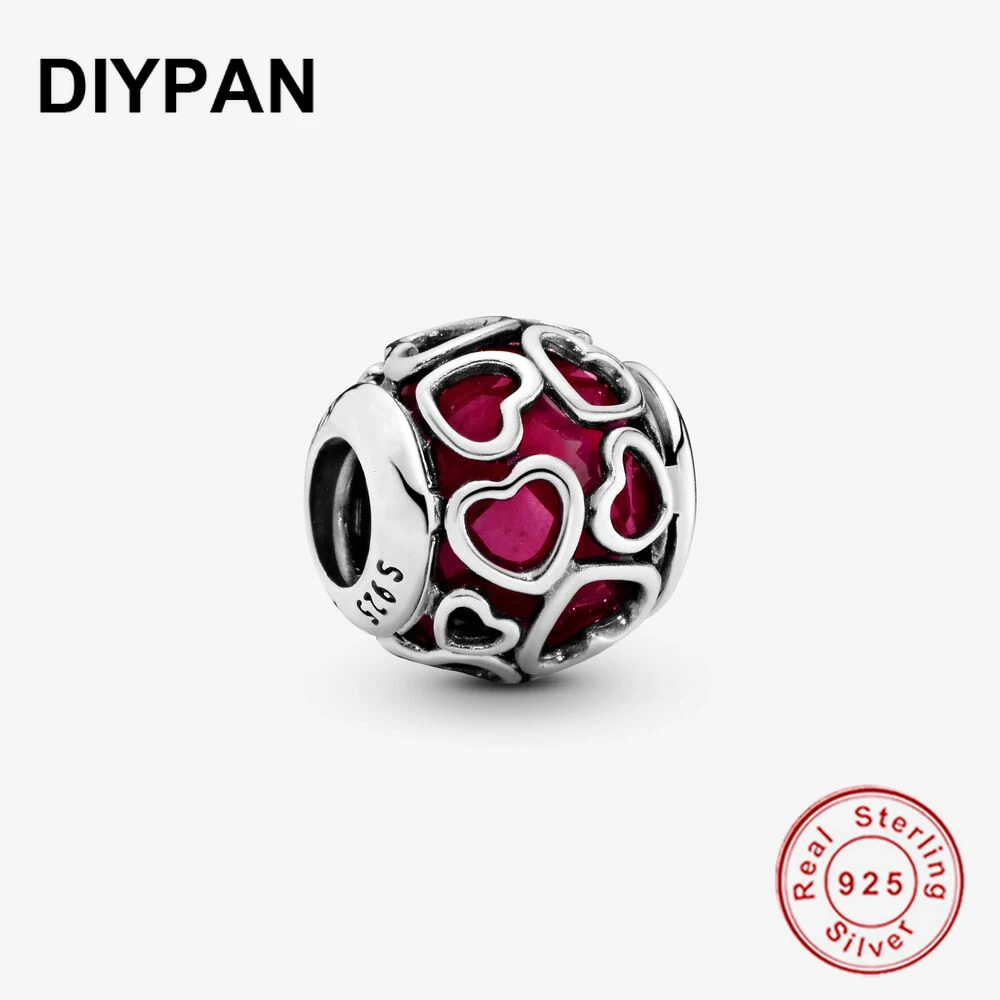 

Cherry Pink Heart Charm Fit Original Charms Silver 925 Bracelet 925 Sterling Silver Pendant Bead Women Jewelry Berloque