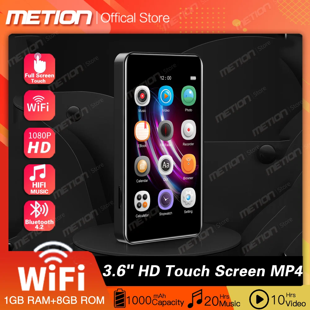 2022 WiFi Android MP4 Player Bluetooth4.2 Full Touch Screen 3.6&quot 32GB Audio with Speaker/FM/E-book/Recorder/Video/Browser |