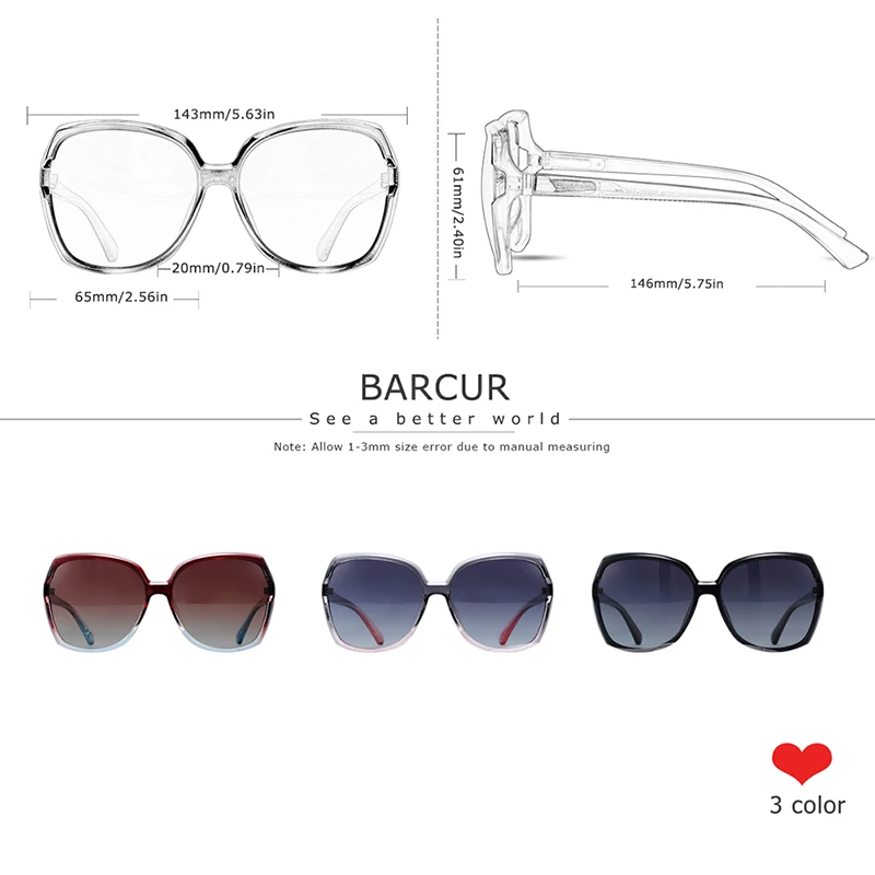 Женские солнцезащитные очки BARCUR TR90