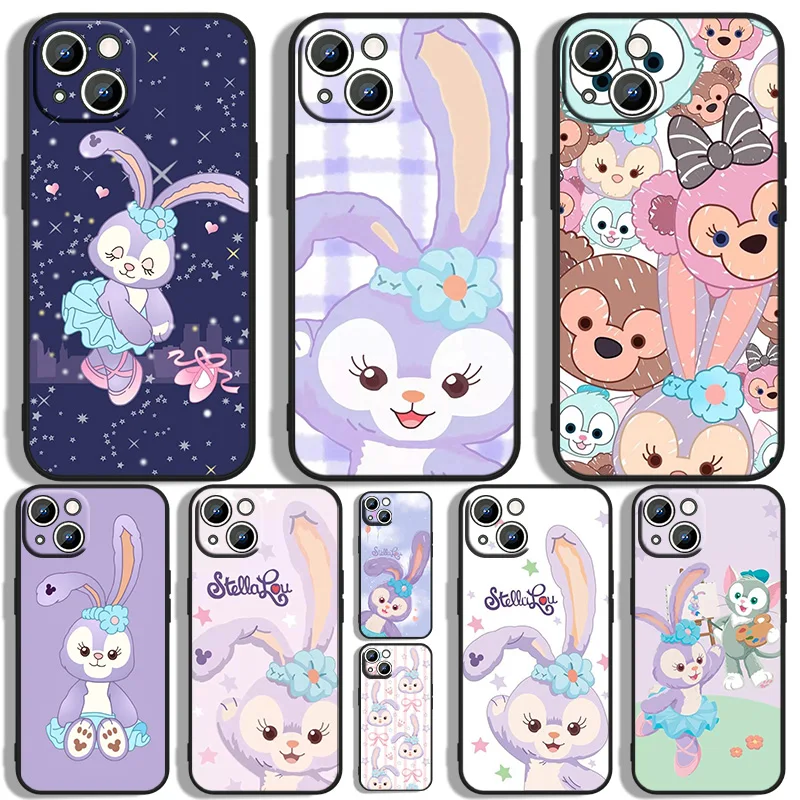 

Cute Disney StellaLou Phone Case For Apple iPhone 11 12 13 14 Max Mini 5 6 7 8 S SE X XR XS Pro Plus Black Iuxury Silicone Back