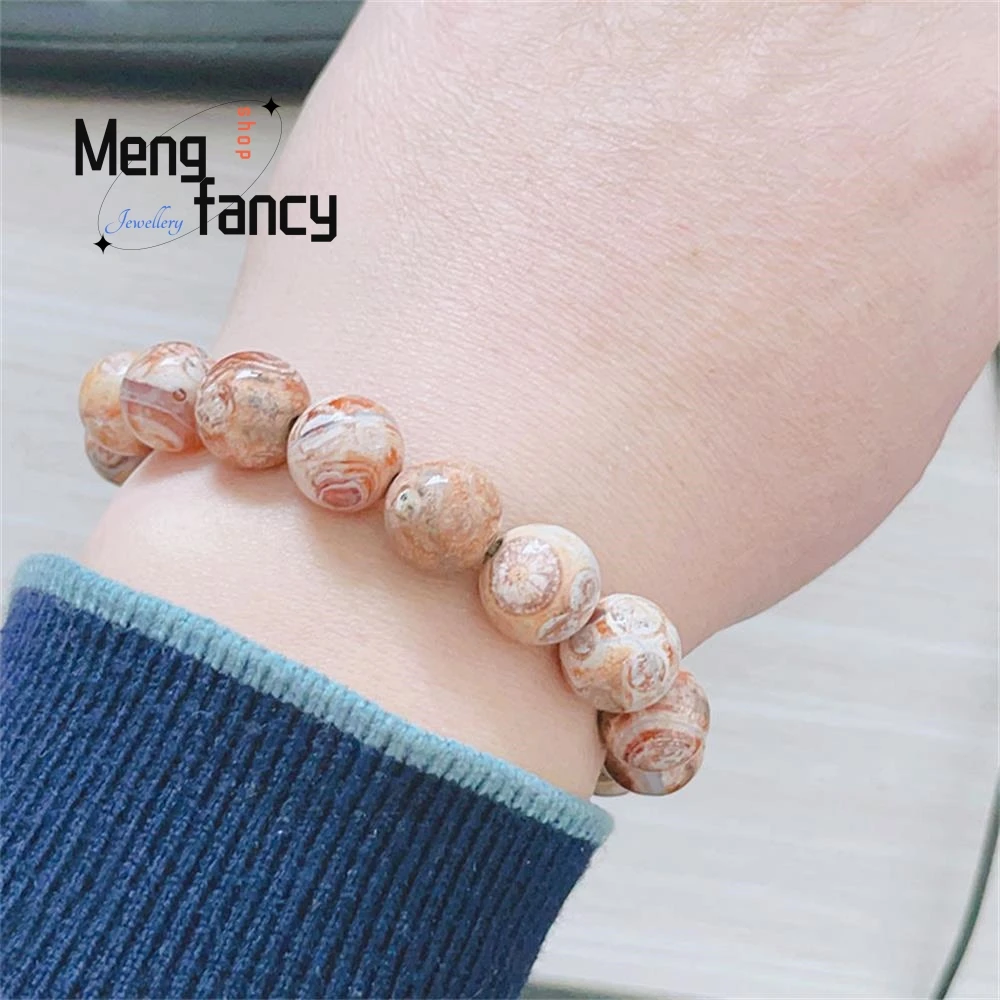 Браслет из натурального огненного агата с большими бусинами 12 мм