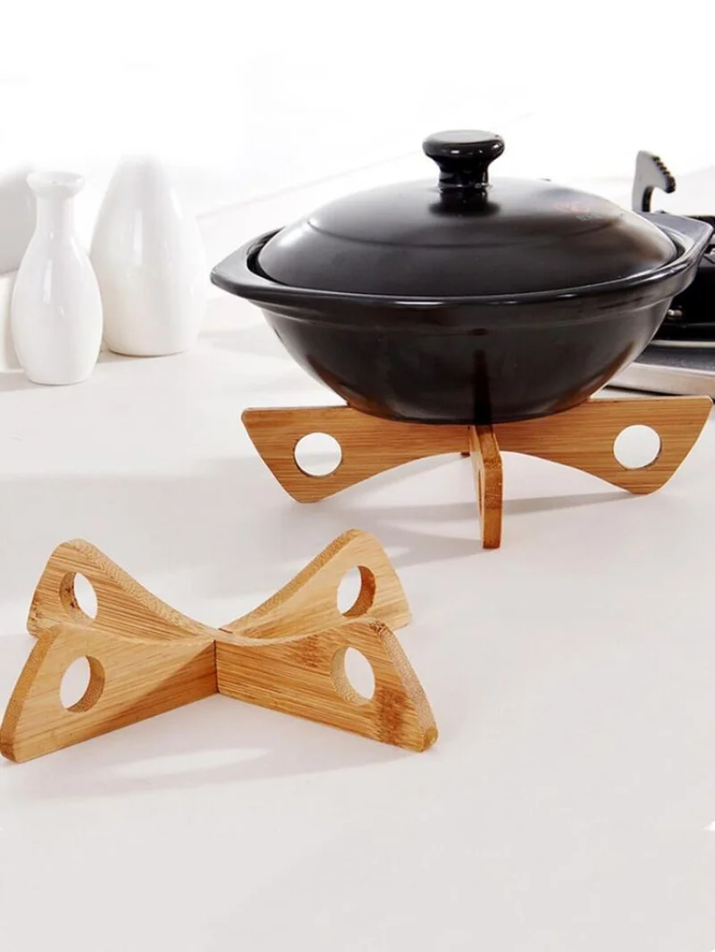 

New 1pc Insulated Pot Rack Cooking Heat Resistant Wooden Pot Mat Holder