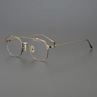 japanese style handmade titanium double beam ultra light square eyeglasses male female myopia prescription optics glasses frame