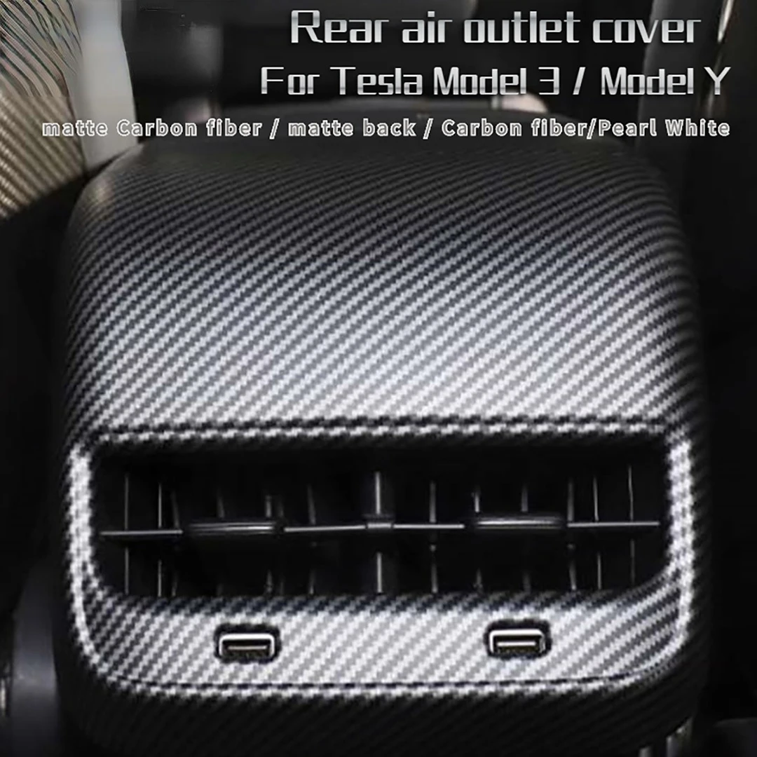 

Matte Carbon fiber For Tesla Model 3 Car Interior Rear air outlet cover back exhaust vent cover For Tesla Model Y accessories