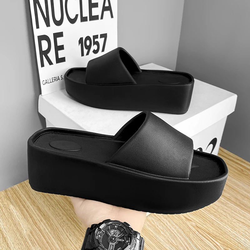 

MILIKUYOU Women's Slippers In Summer Casual Thick Platform Slippers Lady Open Toe Square Shoes Female High 6cm Zapatillas Mujer