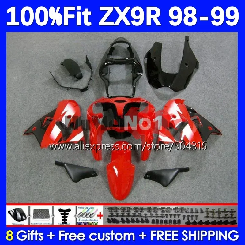 

OEM Body For KAWASAKI NINJA ZX 9R 900 CC 9 R ZX9 R 83MC.9 ZX900 900CC ZX-9R ZX9R red stock 98 99 1998 1999 Injection Fairing