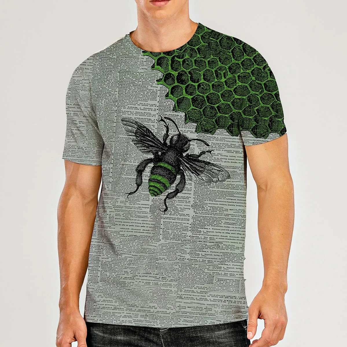 Men's T shirt  Bee Graphic Prints 3D Print Daily Holiday Short Sleeve Print Clothing Apparel Polyester  Big and Tall / Summer