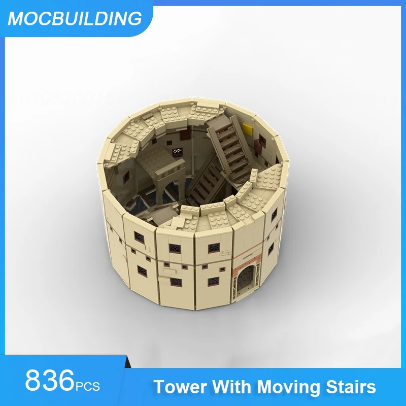 

MOC Building Blocks Tower With Moving Stairs Modula & Common Room and Dorms Model Architecture Creative Children Toys Xmas Gifts