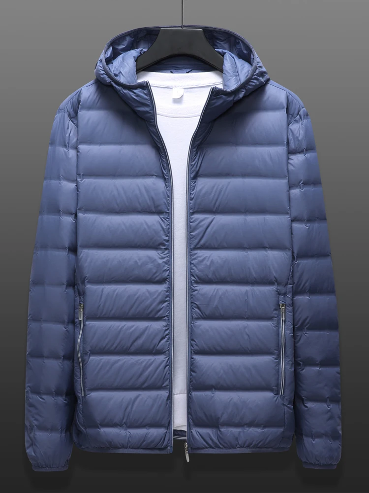 Large Size Winter Hooded Ultra Light Down Jacket Men Windbreaker Outwear 90% White Duck Down Padded Puffer Warm Coat 6XL 7XL 8XL