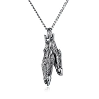 classic personality stainless steel old retro fish pendant necklace for lovers street accessories