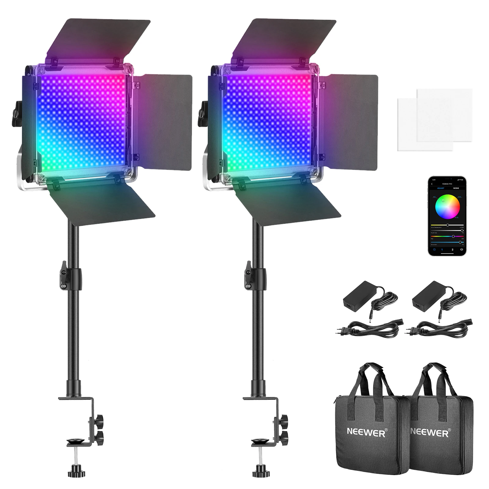 

Neewer 2-Pack 660PRO RGB LED Video Light With APP Control, Video Lighting Kit, CRI 97+ For Streaming, Video Conference Lighting