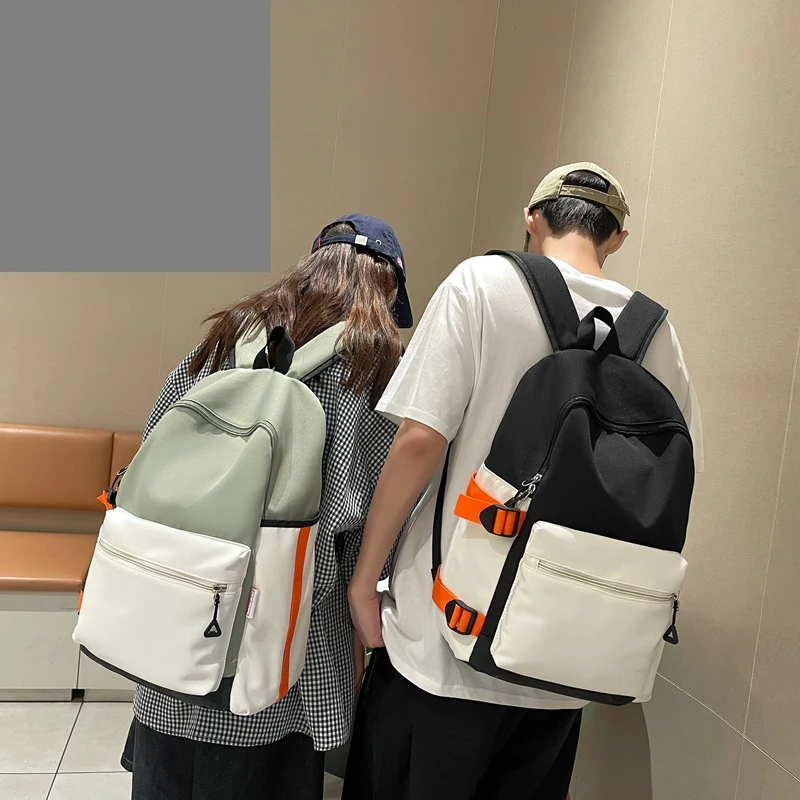 

Panelled Oxford Waterproof School Bags for Teenagers Preppy Style Unisex Reduce Burden Protect Spine Backpack