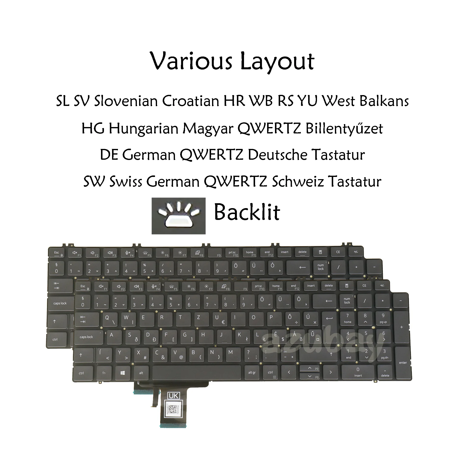 Клавиатура для ноутбука с подсветкой Dell Precision 7550 7560 7750 7760 0VCM80 0WXRGT Венгерская