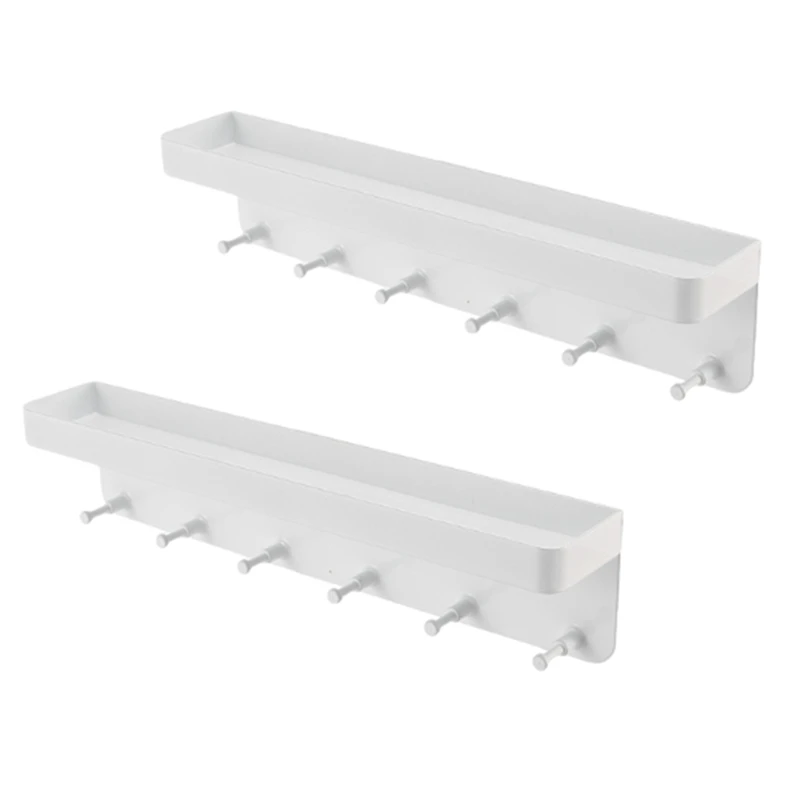 

Wall Mount Key Holder Hanging Key Shelf Wall Key Holder Sundries Rack Hanger Metal Mail Organizer Decorative White
