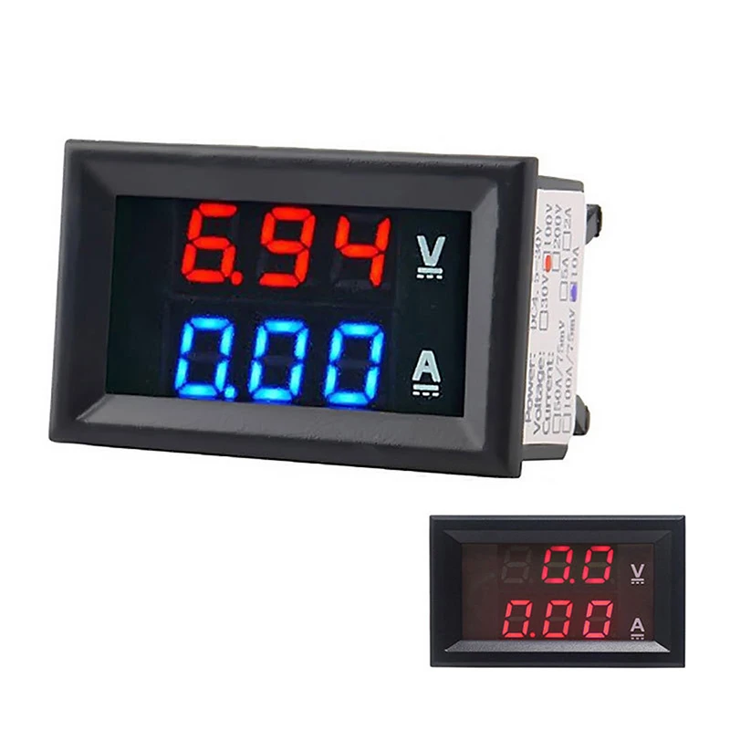 

DC 0-100V 10A Digital Voltmeter Ammeter Dual Display Voltage Detector Current Meter Panel Amp Volt Gauge 0.28\" LED Digital LED