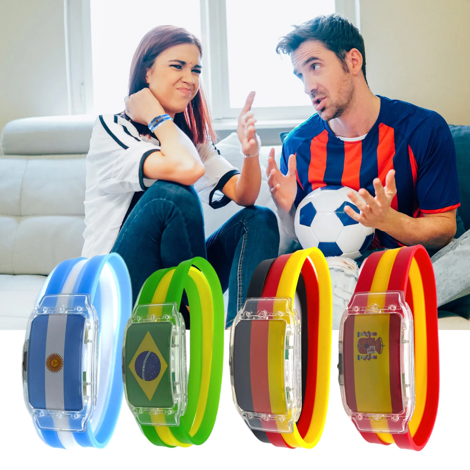 

National Flag LED Bracelet Glow Watch Qatar Football Team Soccer Fan Cheer Props Party Decoration 2022 WorldCup Supplies