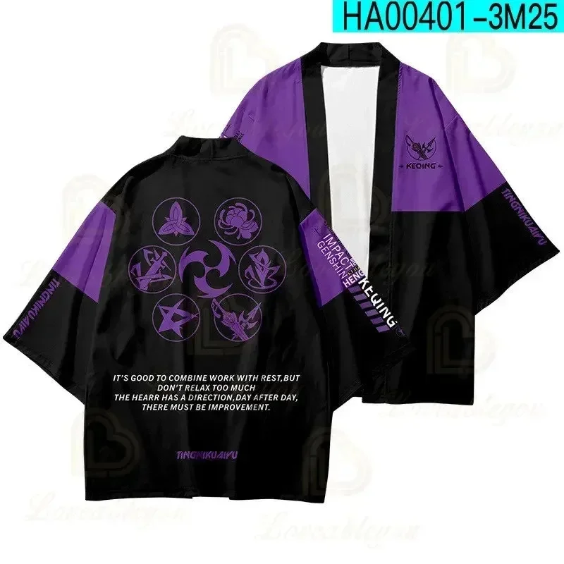 Фото A;3\v,7'd/Genshin Impact Zhongli Keqing Klee 3D цифровая печать кимоно, плащ, пижама, кардиган для взрослых и детей на лето Cv;5'b\8/ №5