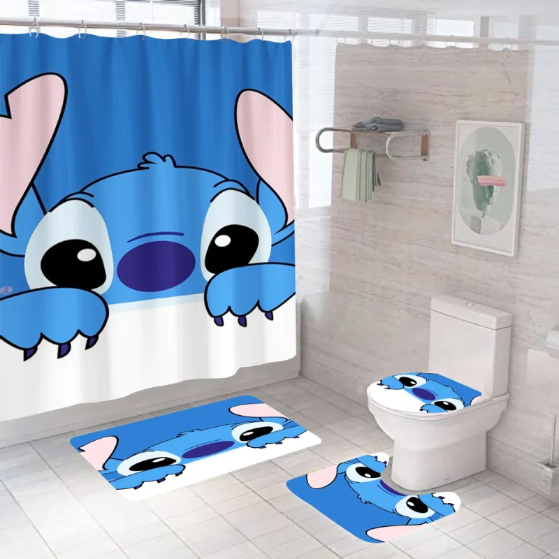 

Шторы Disney Lilo & Stitch мультяшная душевая занавеска, Нескользящие Водонепроницаемые Детские занавески для душа в ванную комнату