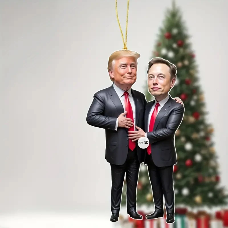 2 шт. акриловый двухместный декор для рождественской елки в стиле Trump подвесное