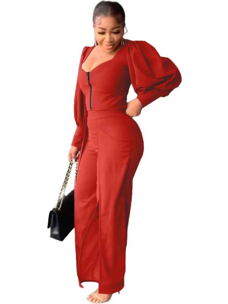 

Комплект одежды в африканском стиле из 2 предметов, Женская традиционная африканская одежда, Модный Топ с длинным рукавом и брюки, Африканский офисный костюм