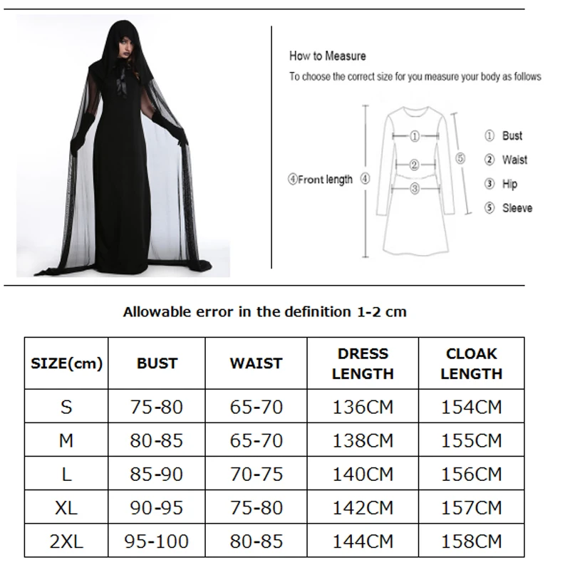 Карнавал Хэллоуин Женский страшный костюм злого ведьмы кладбище Труп невесты