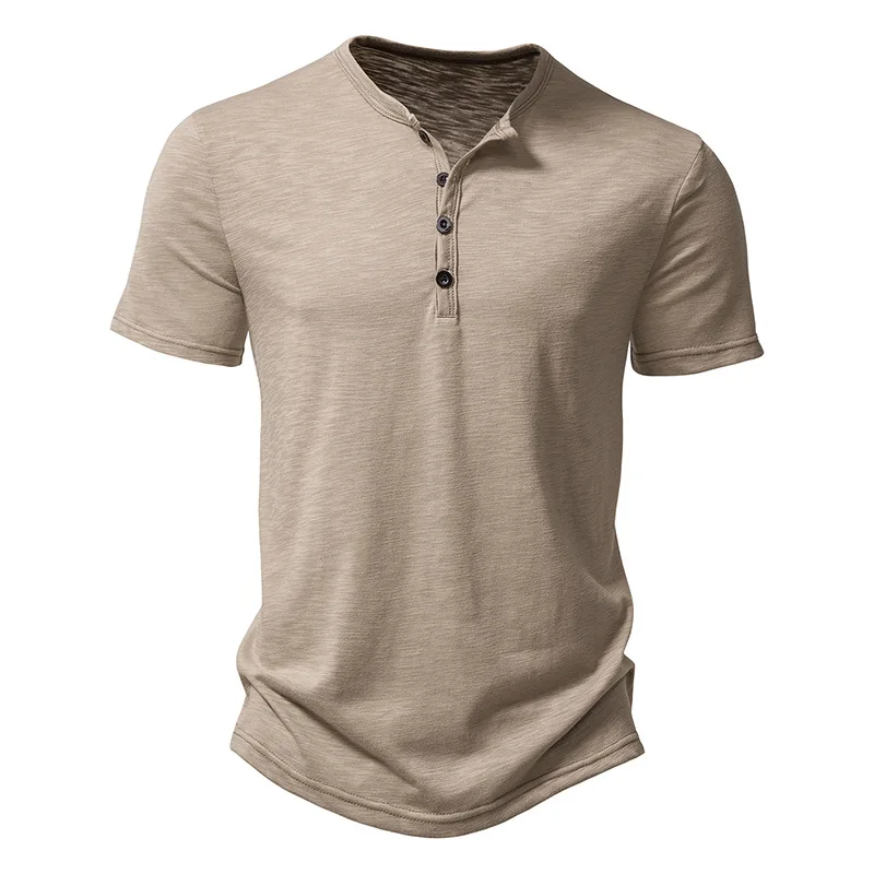 

Henley Shirt Men Cotton Shirts Collar Summer Mens Linen Shirt Casual Solid Color Short Sleeve T Shirt for Polo Men تي شيرتات