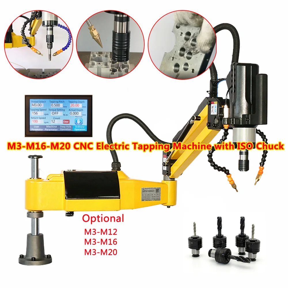 

CNC M3-M16-M20 Universal Type Electric Tapping Machine Vertical Tapper Air Blowing and Fuel Injection Drilling Tools with Chucks